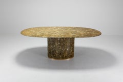 Jean Charles Onyx and Gold Leaf Marble and Brass Dining Table
