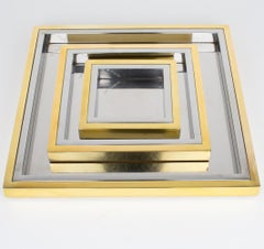 Jean Charles Paris Brass and Chrome Nesting Trays, Vide Poche, circa 1970