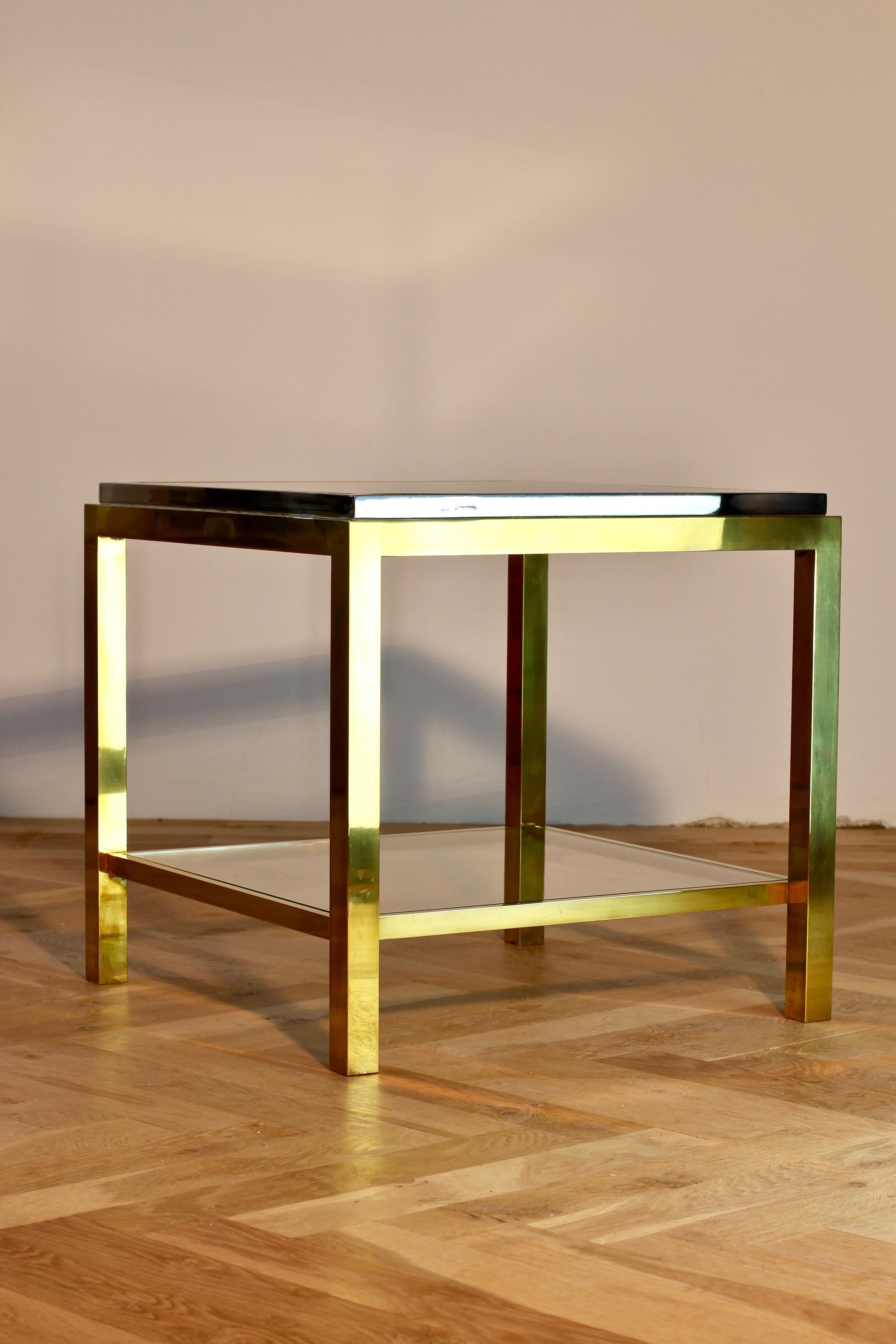 Jean Charles Signed Bicolor Brass & Chrome Double Shelved Side / End Table 2