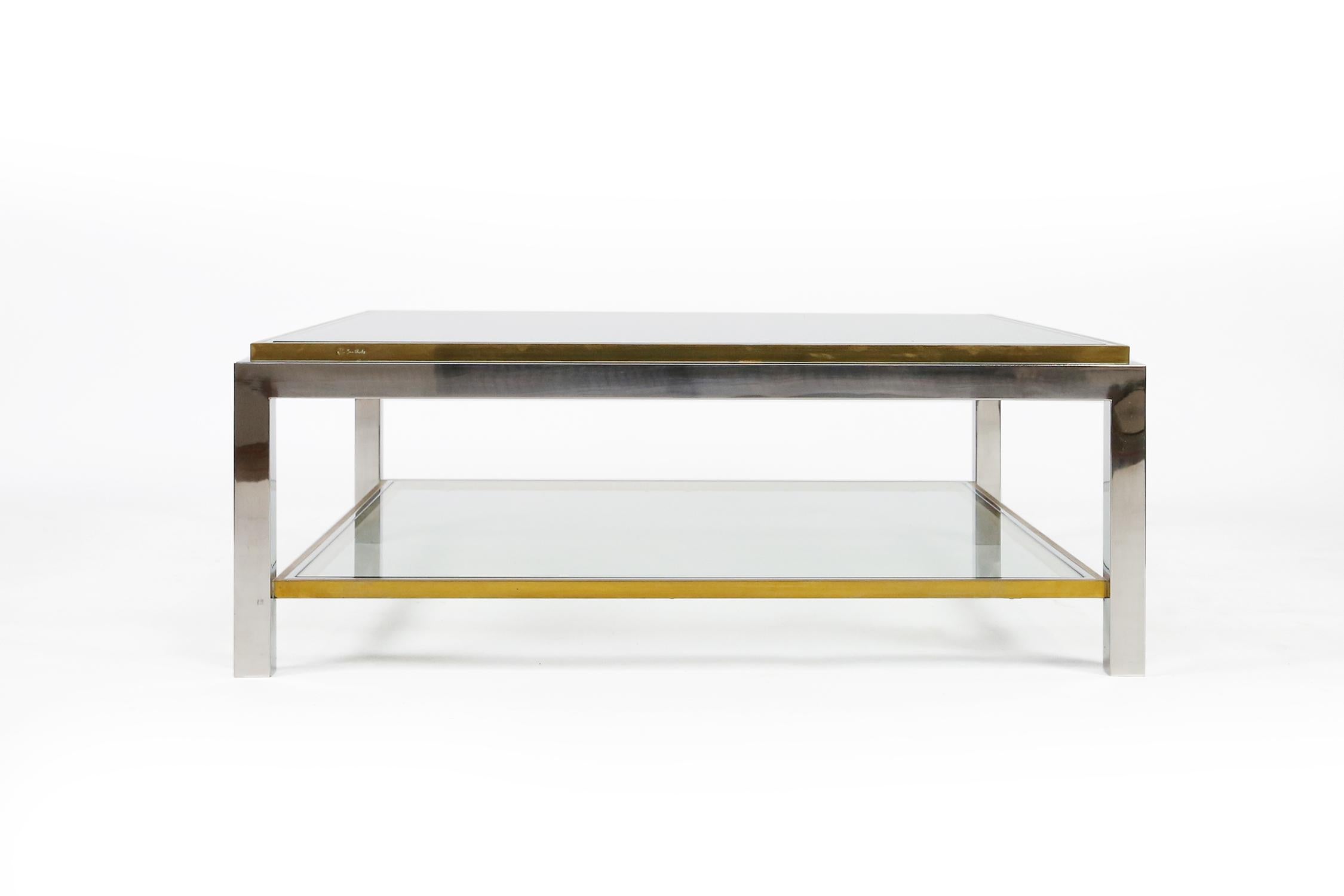 Hollywood Regency Jean Charles Square Coffee Table for Maison Charles, France, 1970s