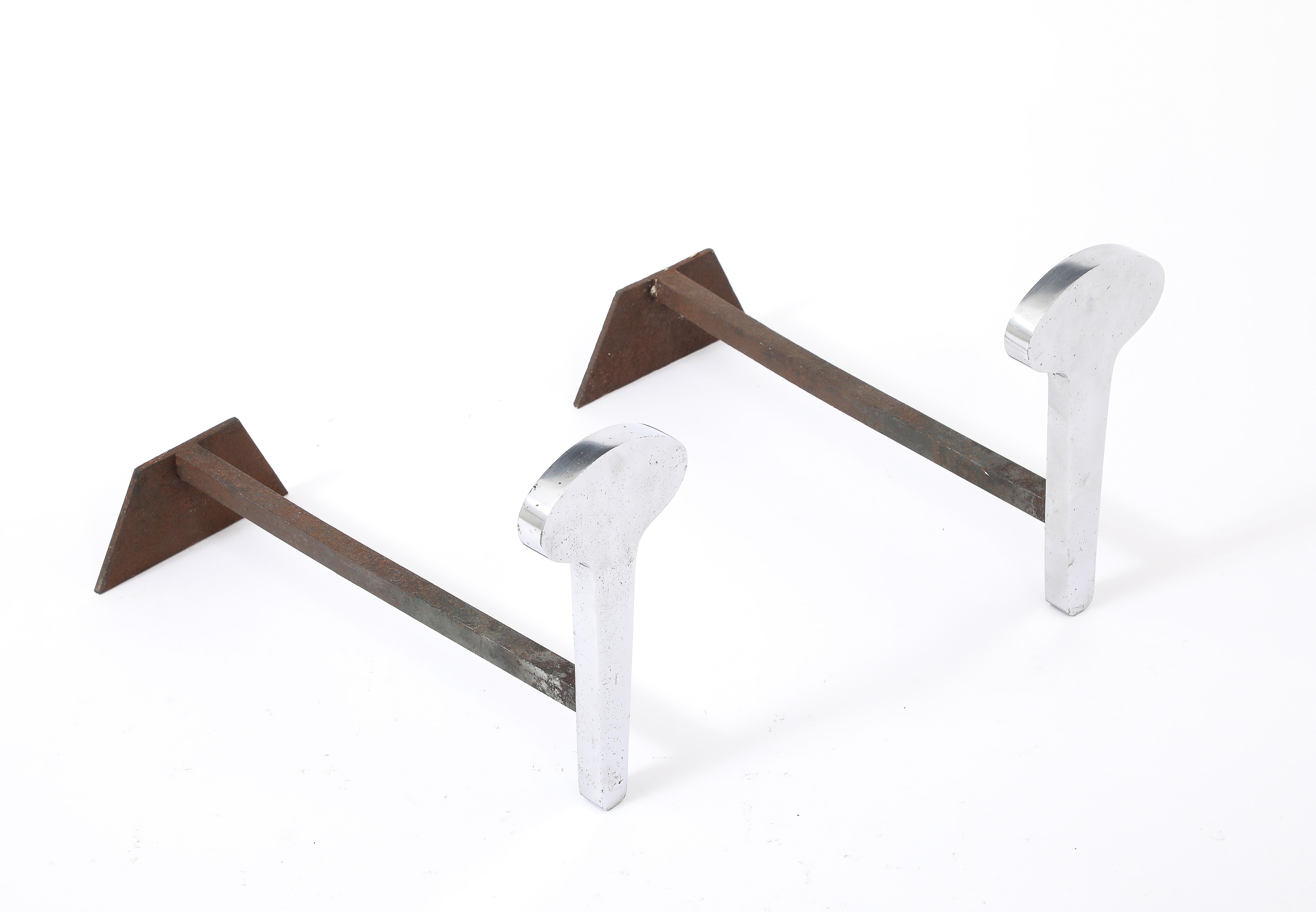 Français Andirons ''Teardrop'' de Jean Charles, France 1970's en vente