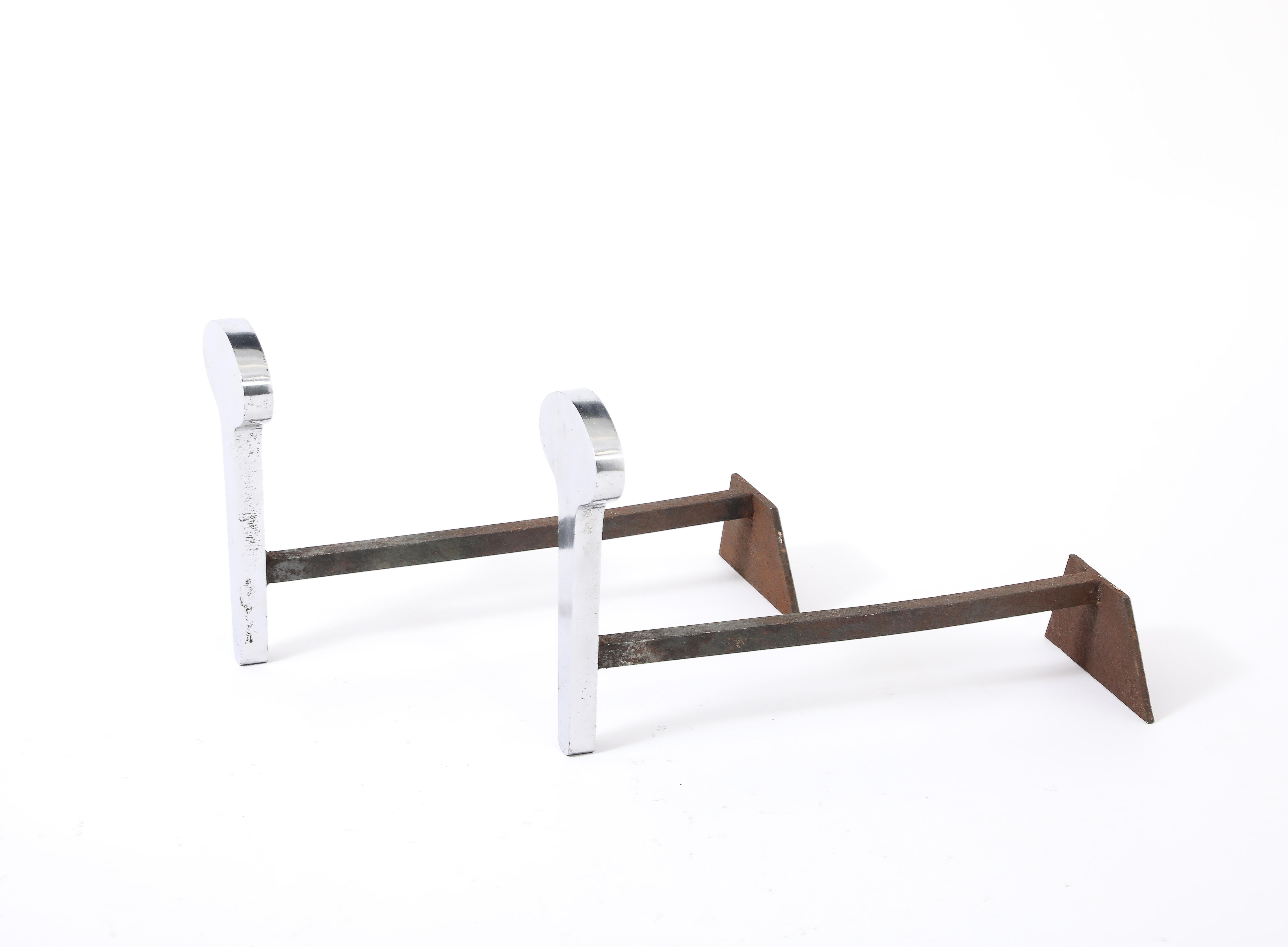 20ième siècle Andirons ''Teardrop'' de Jean Charles, France 1970's en vente