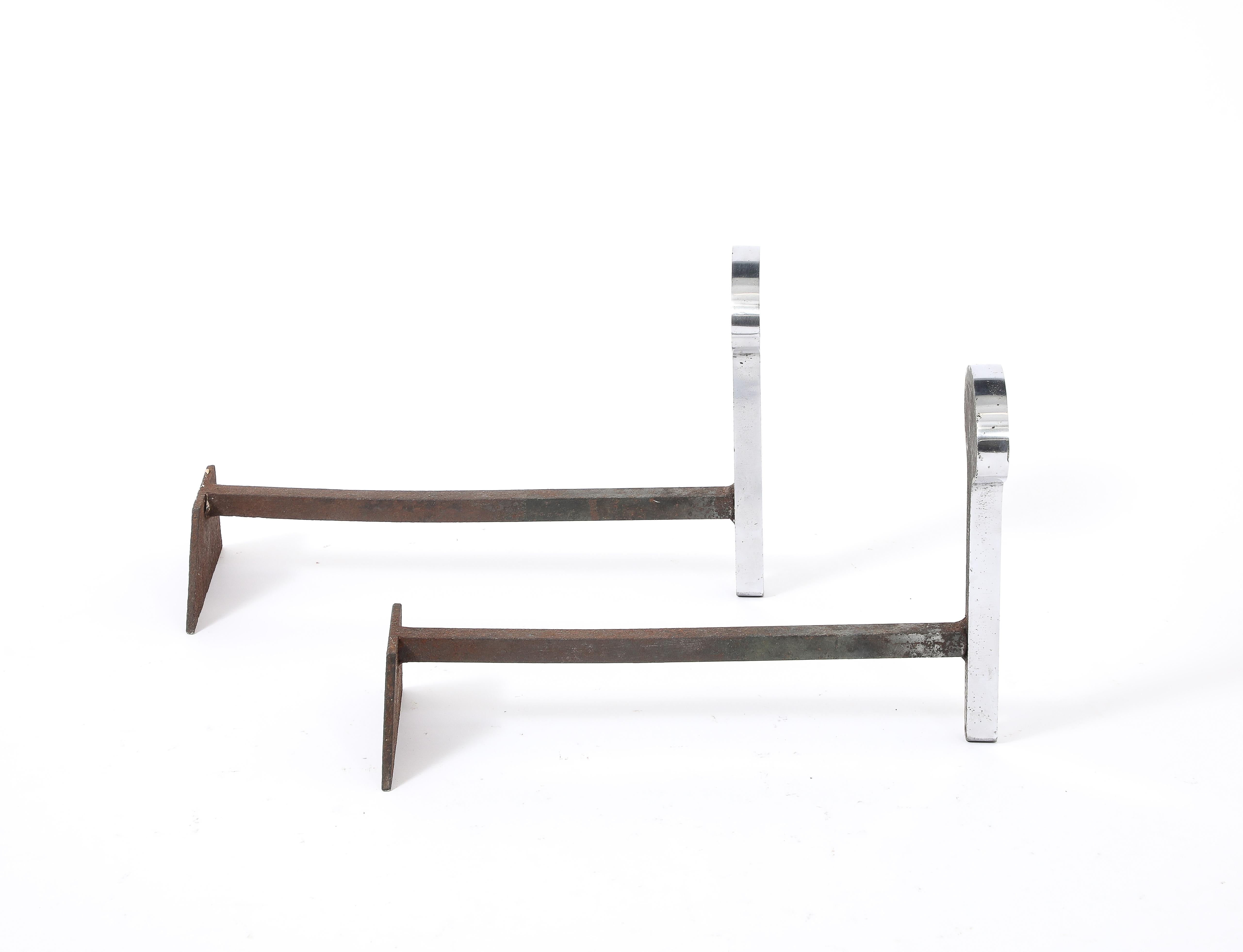 Andirons ''Teardrop'' de Jean Charles, France 1970's en vente 1