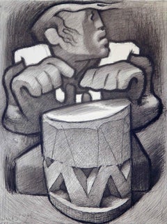 Jean Charlot Original Pencil Signed Lithograph, 1970, "Hawaiian Drummer"