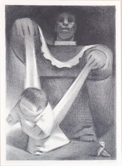 Original Lithograph Baby Life Moments Family Female Figure Mother Black Signed