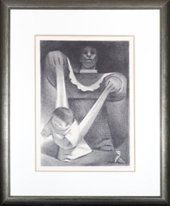 Original Lithographie Babyleben Momente, Familie, weibliche Figur, Mutter, schwarz, signiert