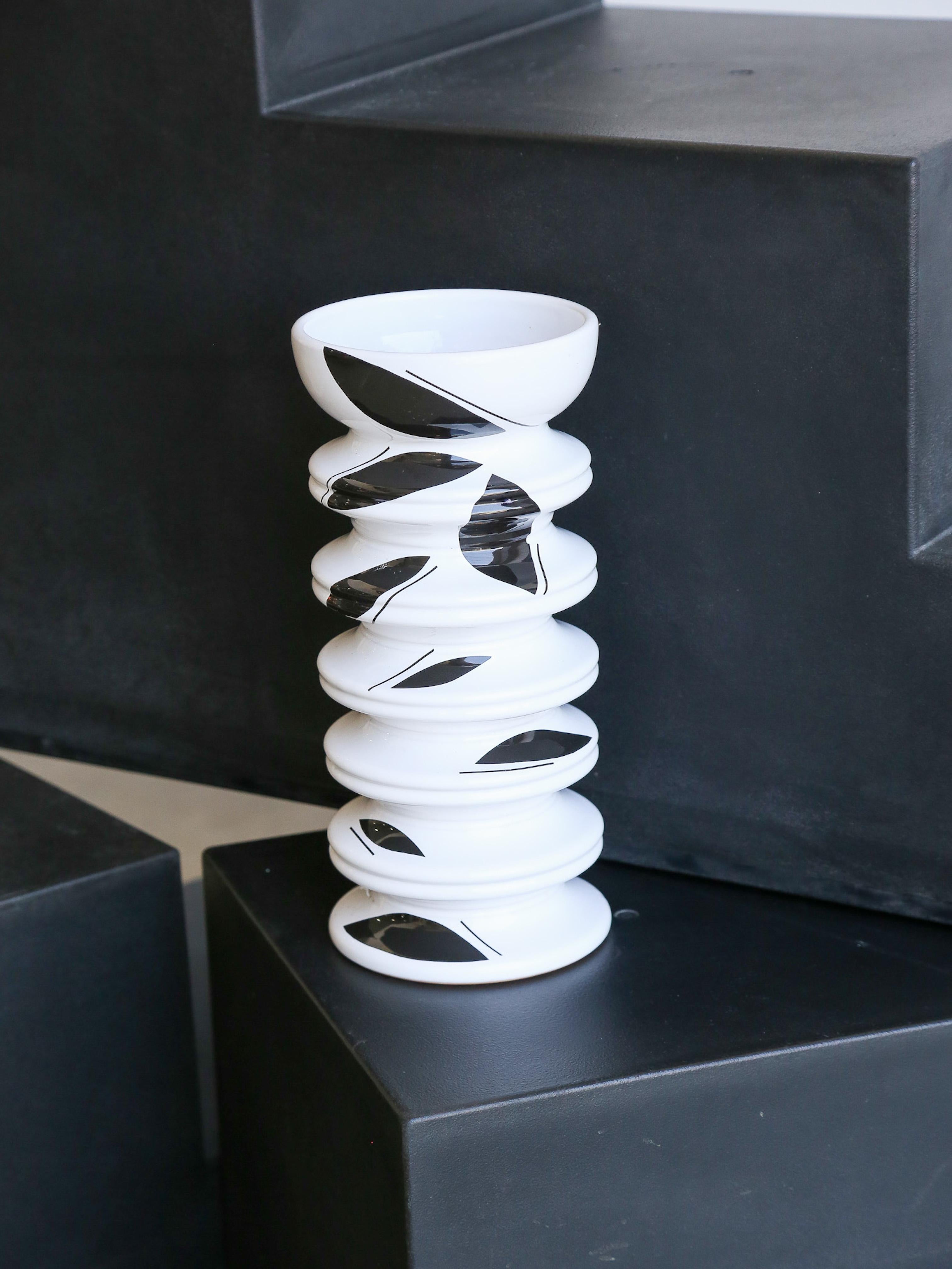 Hand-Crafted Jean Christophe Clair for Rometti Black and White Vase For Sale
