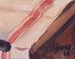 Post Impressionist French still life of fruit and bottle of wine by Aujame, 1928