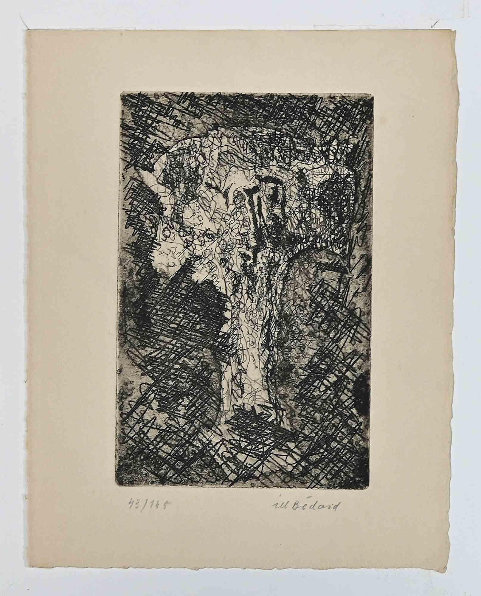 Jean-Claude Bédard Figurative Print – Landlandschaft - Original-Radierung  von Jean-Claude Bdard – Mitte des 20. Jahrhunderts
