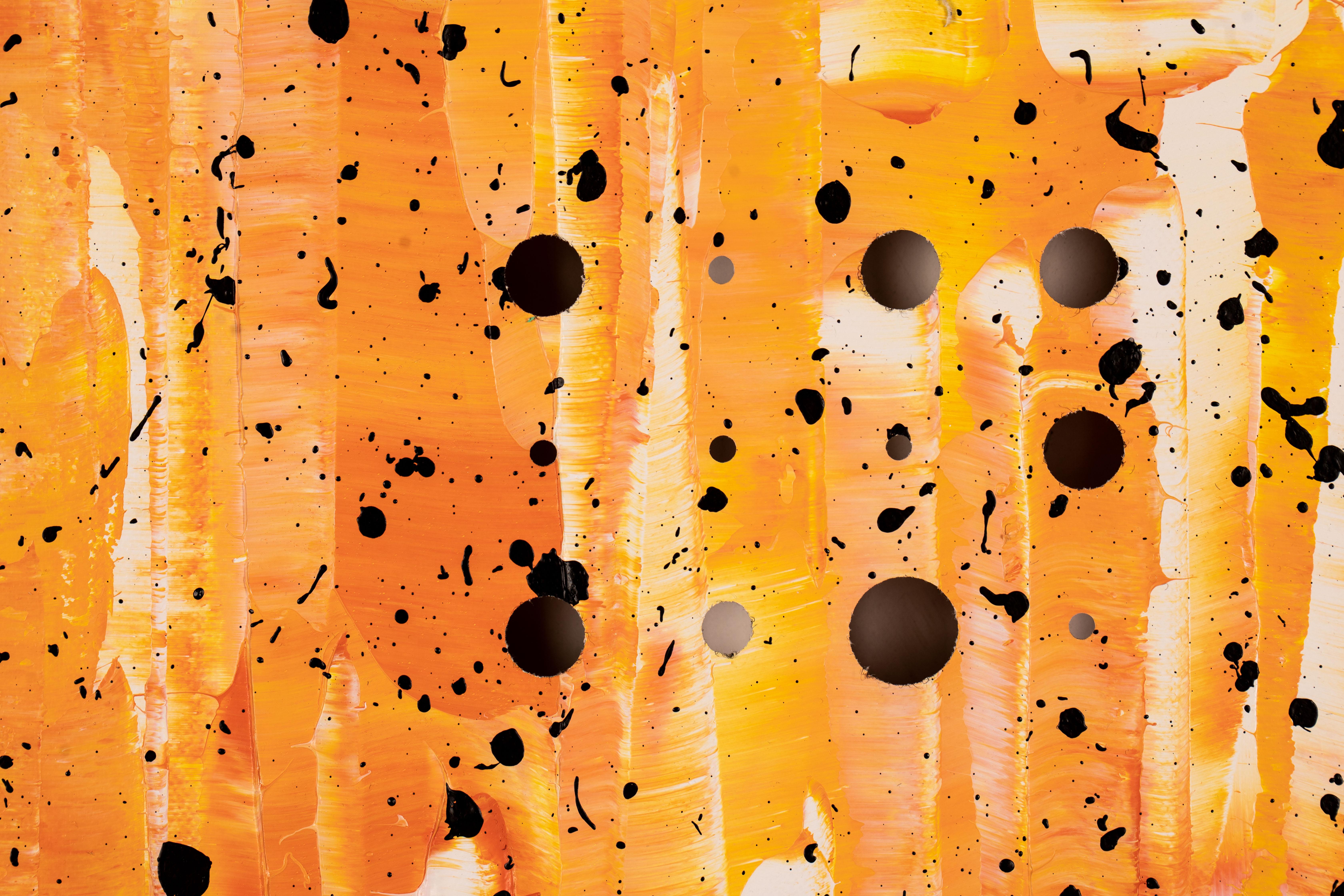 Levons l'ancre XII - Orange Abstract Painting by Jean-Claude Bossel 
