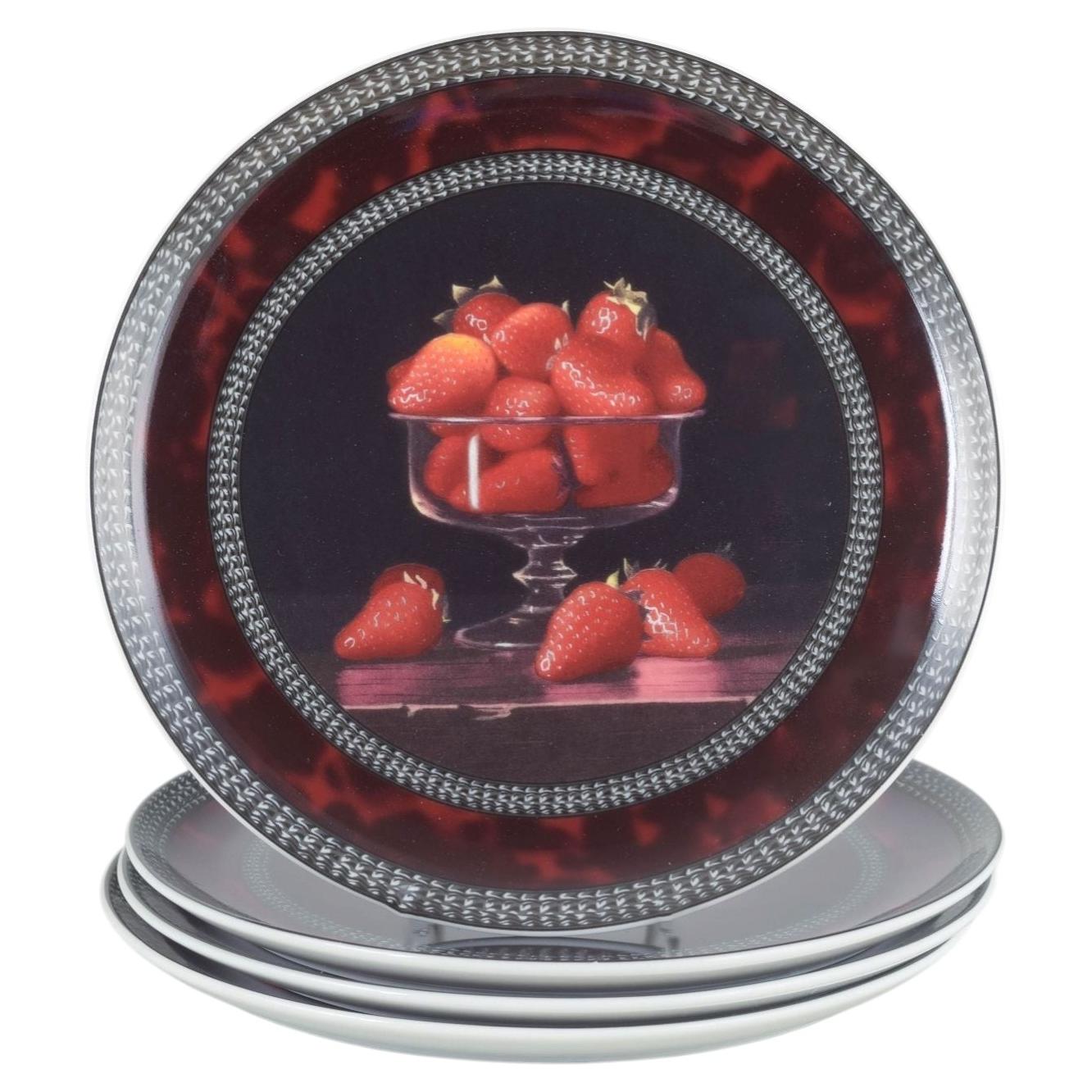 Jean-Claude Chauray for Bernardaud Limoges. Set of four porcelain plates. For Sale
