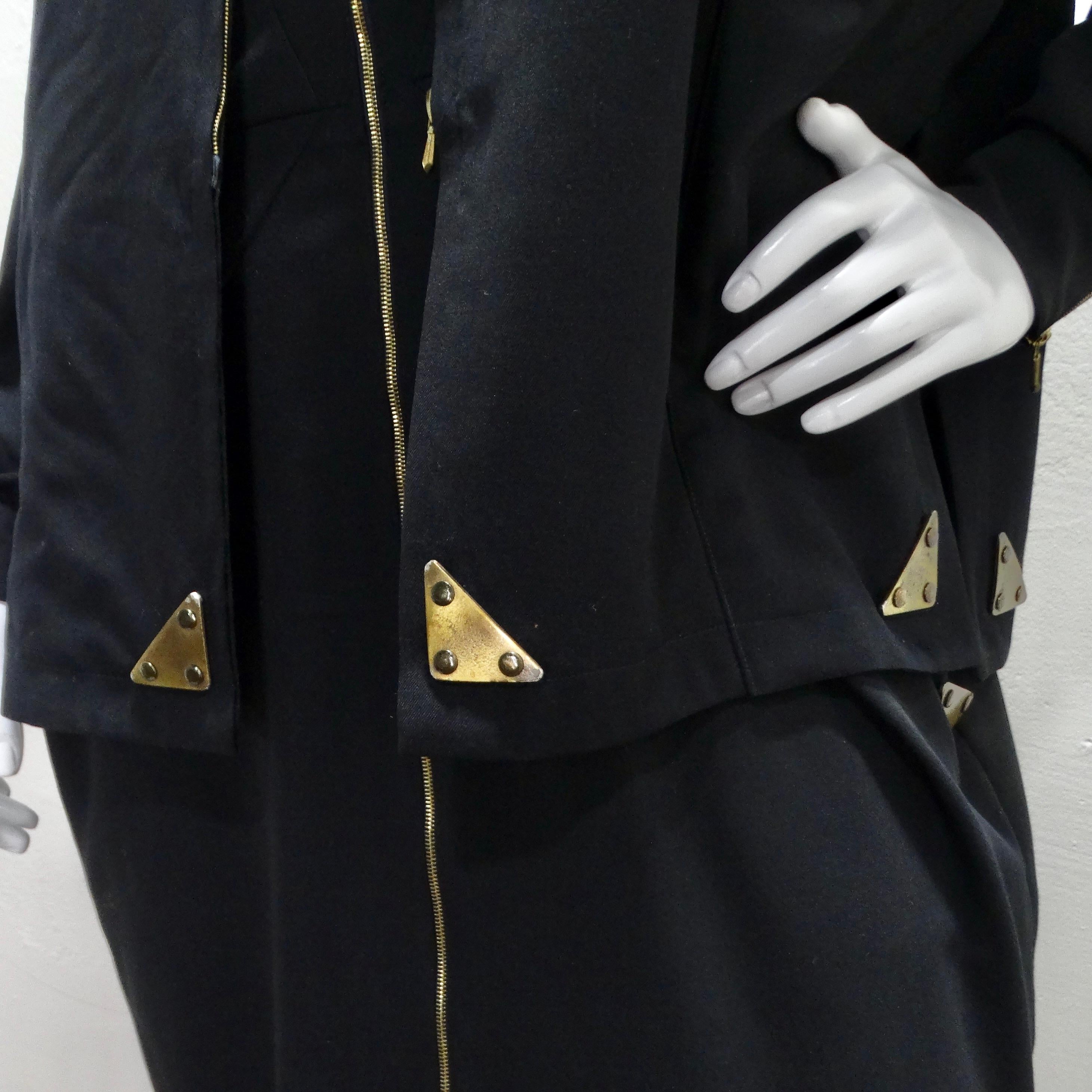 Jean Claude De Luca 1980s Black Utility Dress and Vest Set In Excellent Condition In Scottsdale, AZ