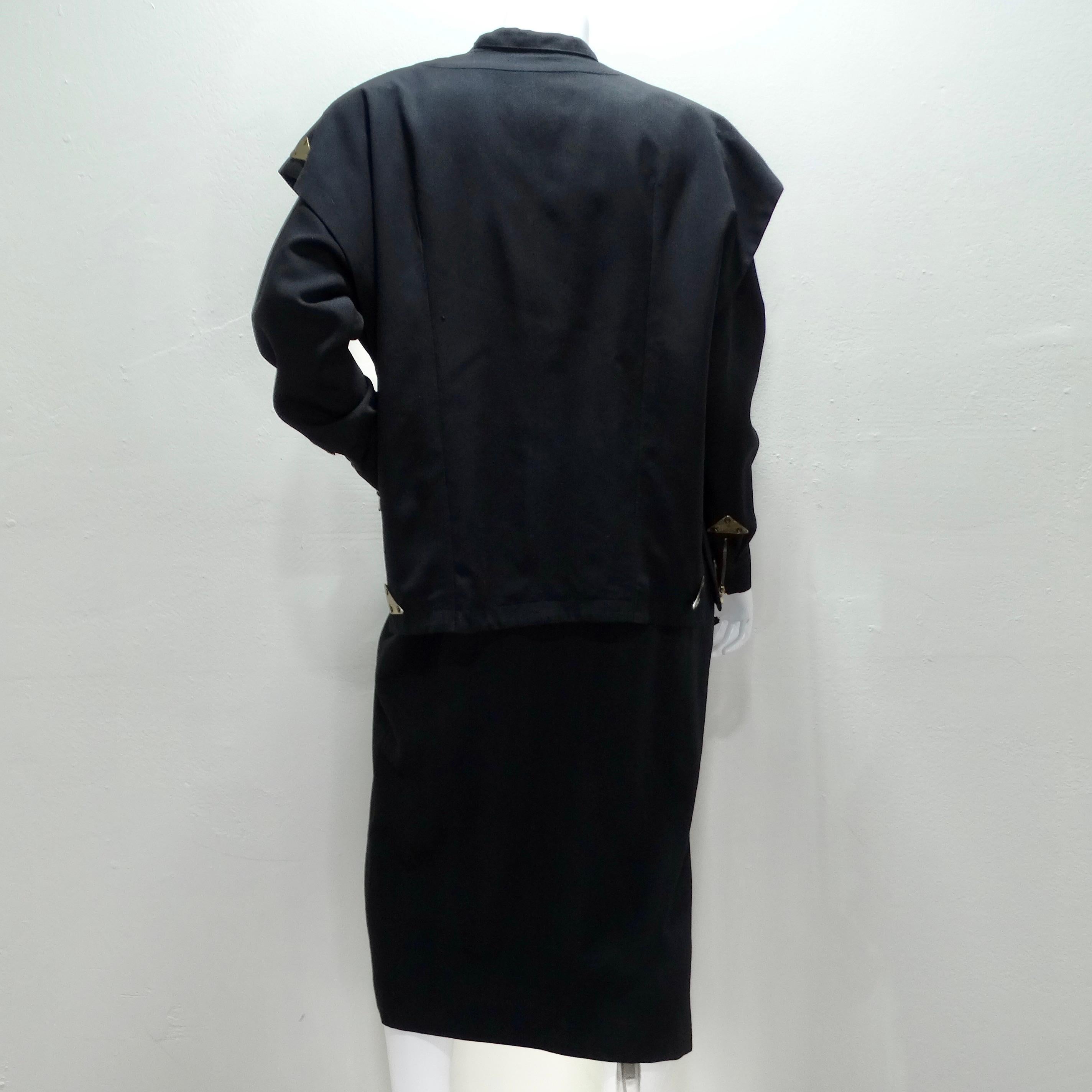 Jean Claude De Luca 1980s Black Utility Dress and Vest Set 2