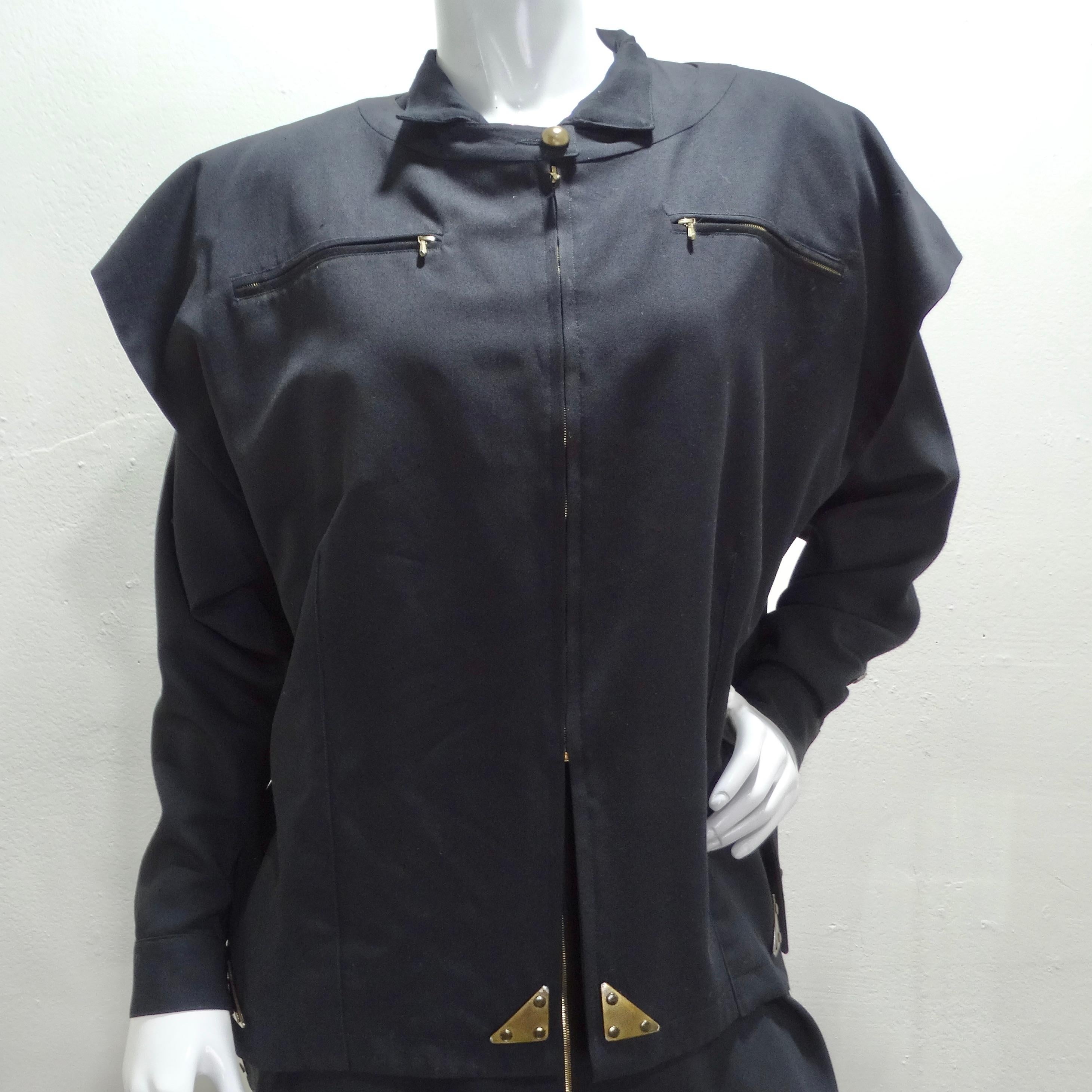 Jean Claude De Luca 1980s Black Utility Dress and Vest Set 4