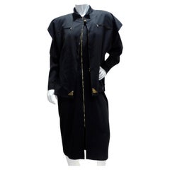 Vintage Jean Claude De Luca 1980s Black Utility Dress and Vest Set