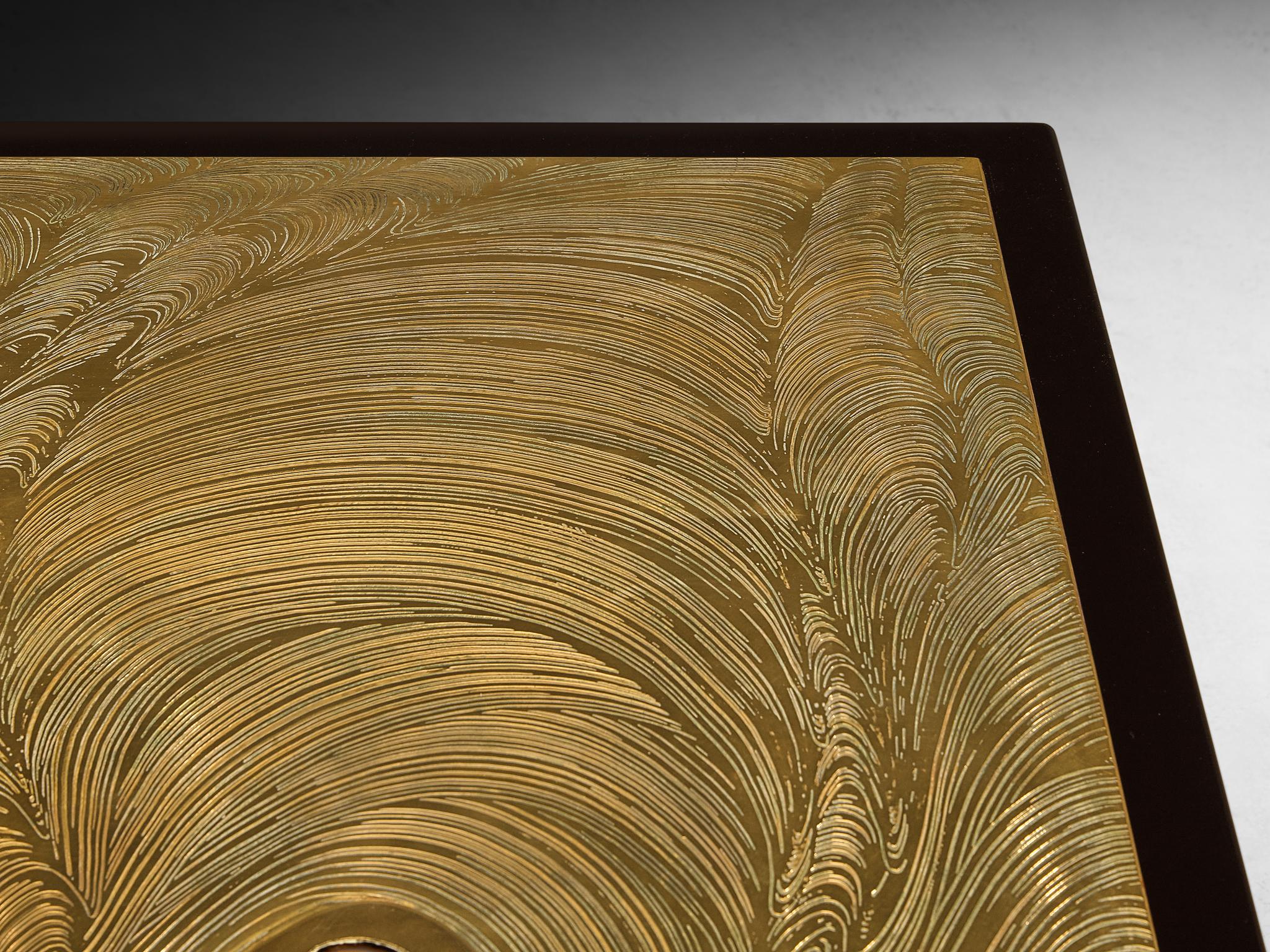 Ottone Jean Claude Dresse Coffee Table in Brass Inlayed with Agate in vendita