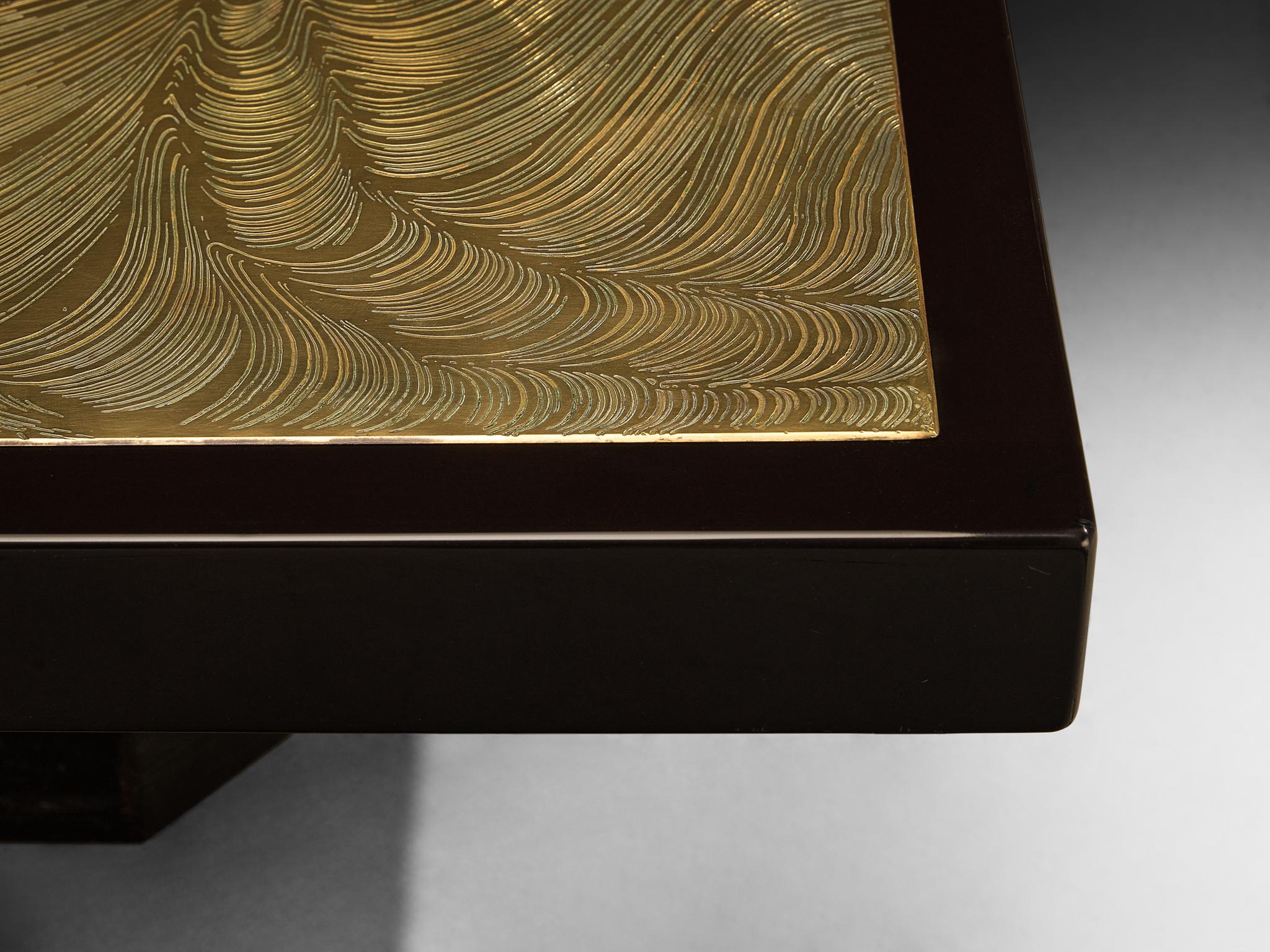 Jean Claude Dresse Coffee Table in Brass Inlayed with Agate in vendita 2