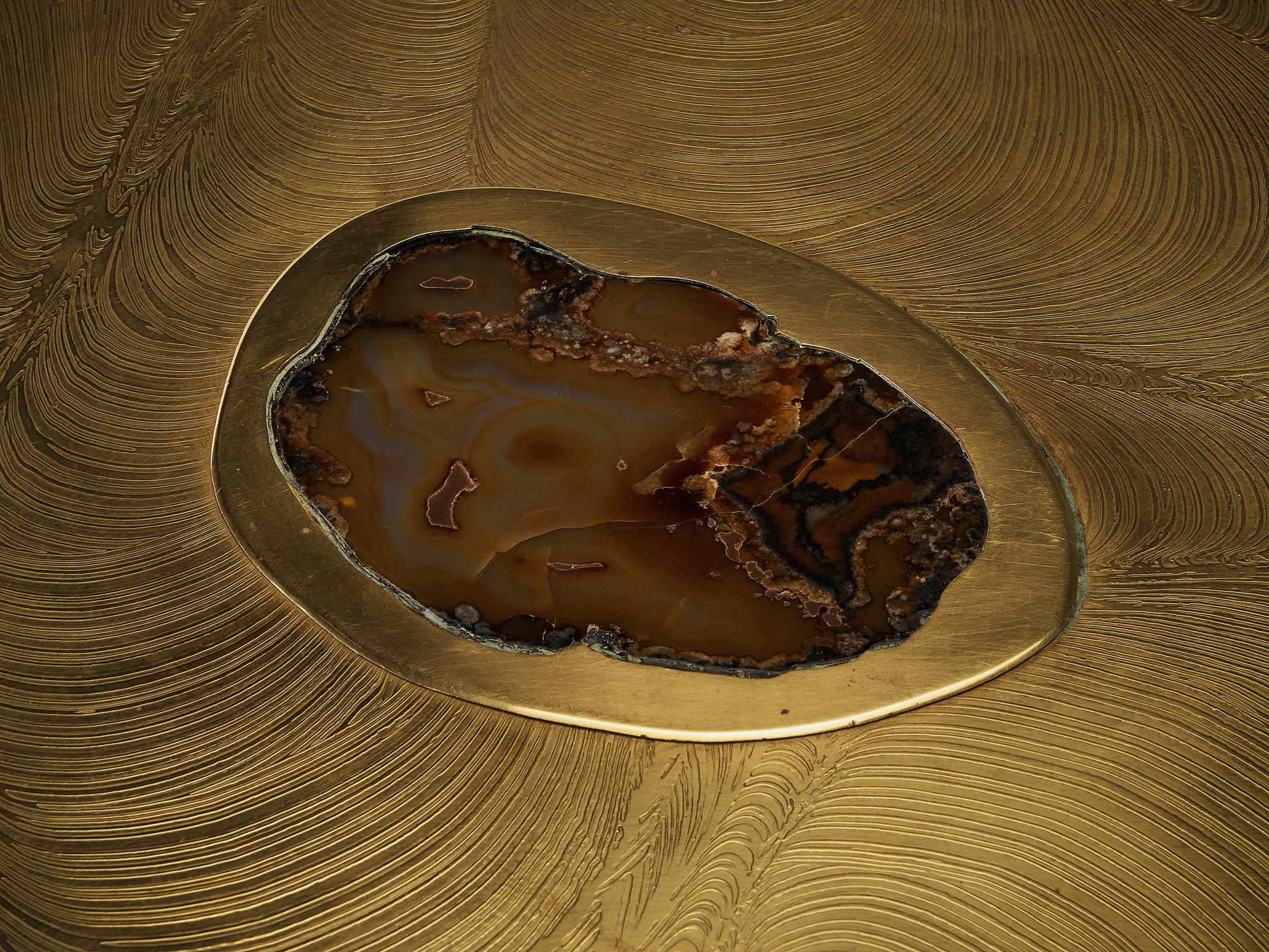 Jean Claude Dresse Coffee Table in Brass with Agate  For Sale 3