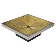 Jean Claude Dresse Coffee Table in Brass with Agate Inlays