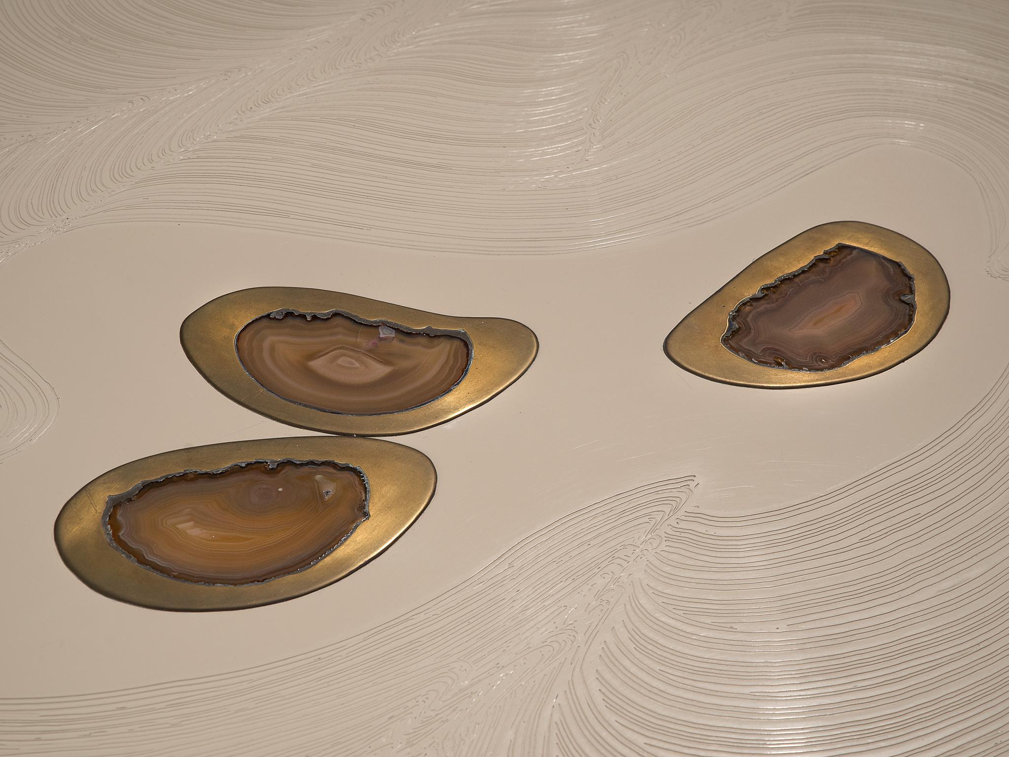 Jean Claude Dresse Coffee Table in Resin Inlayed with Agate In Good Condition In Waalwijk, NL