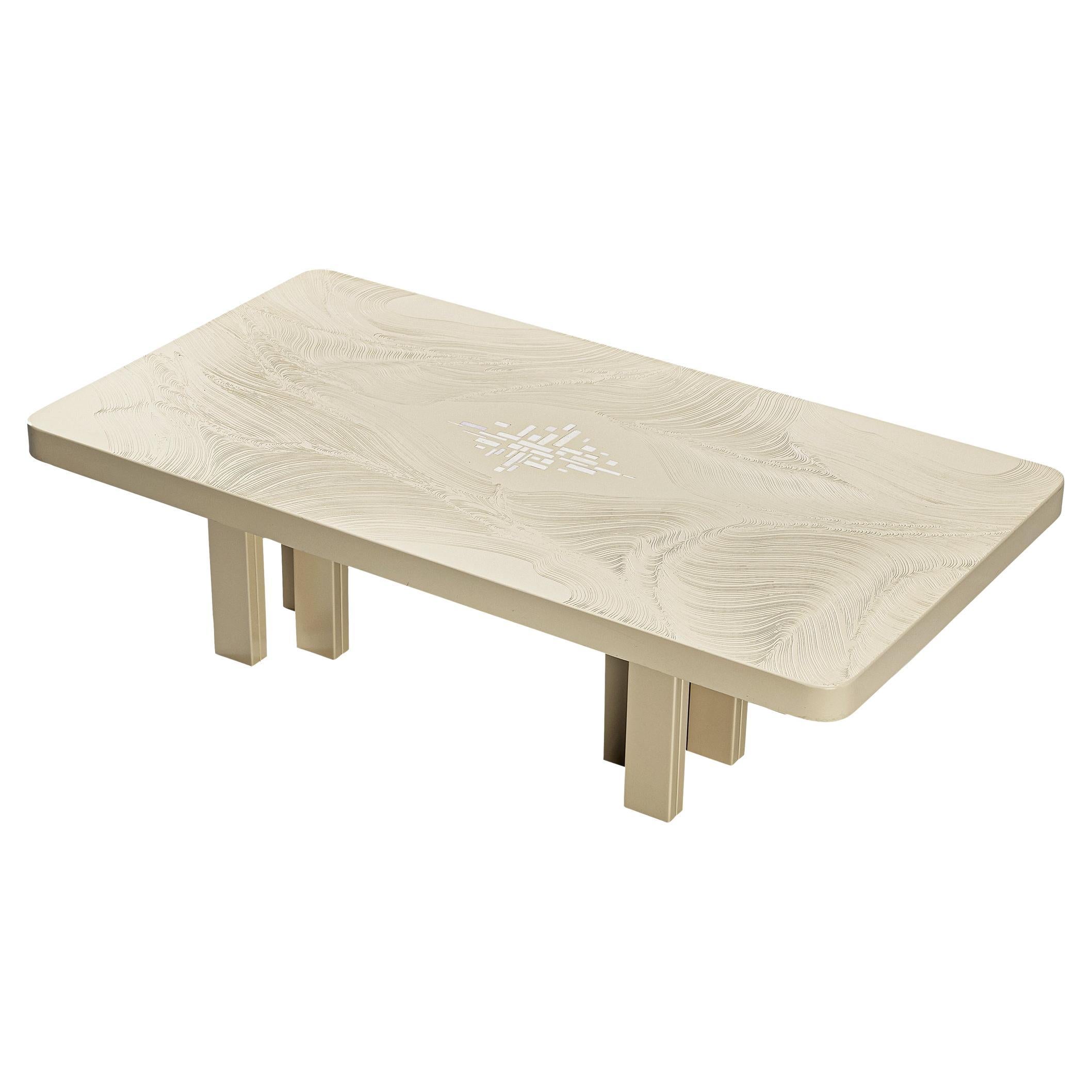 Jean Claude Dresse Coffee Table in Resin with Bone Inlay 