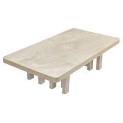 Jean Claude Dresse Coffee Table in Resin with Bone Inlay