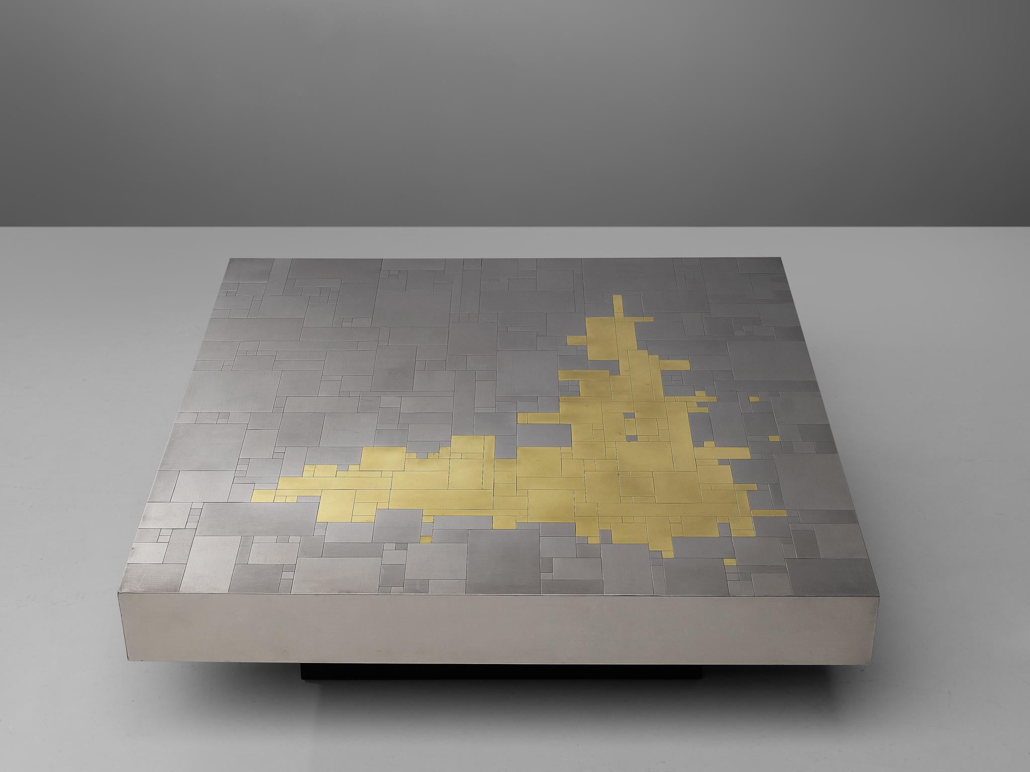 Jean Claude Dresse Coffee Table in Steel and Brass 1