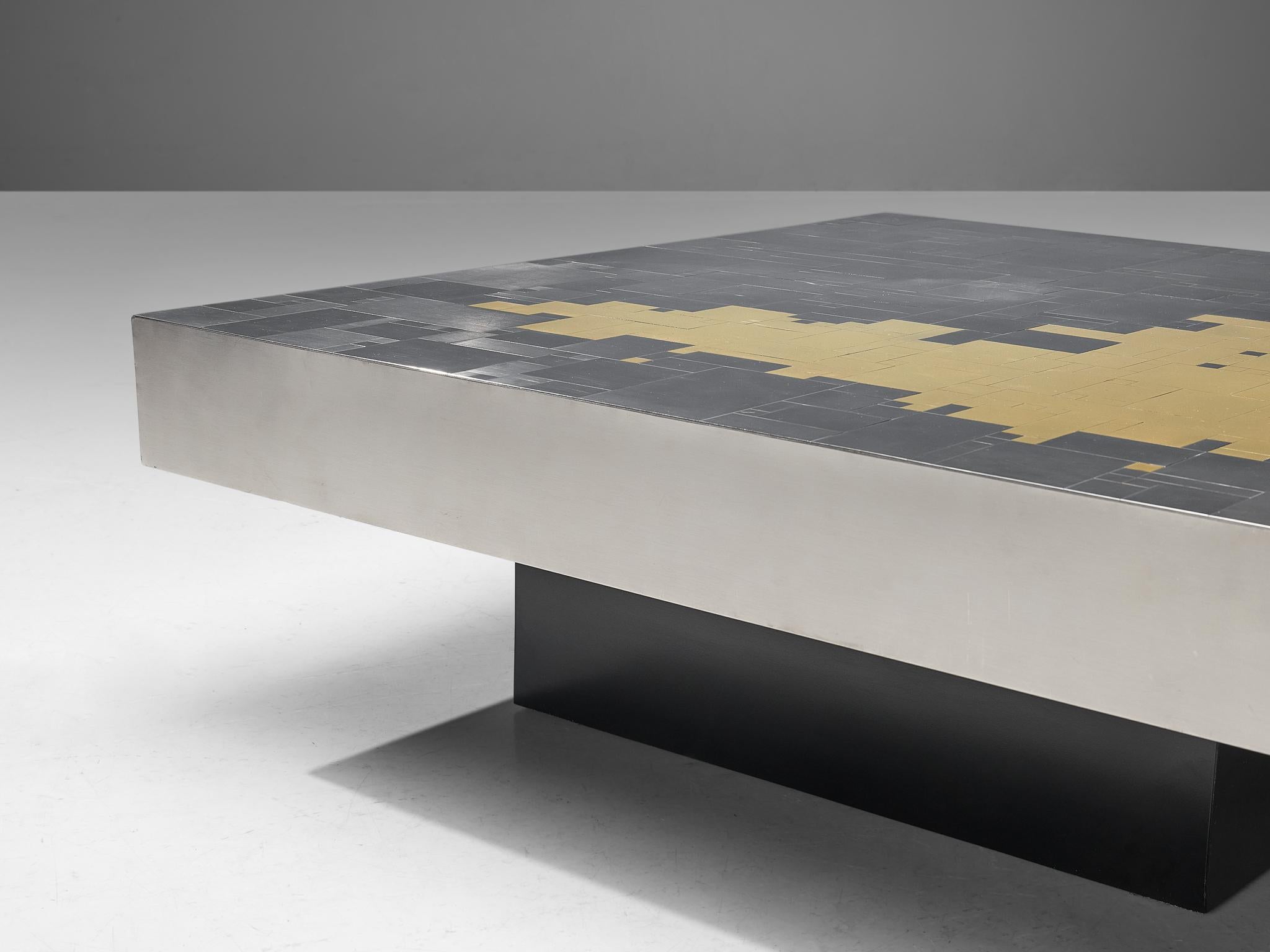 Belgian Jean Claude Dresse Coffee Table in Steel and Brass For Sale