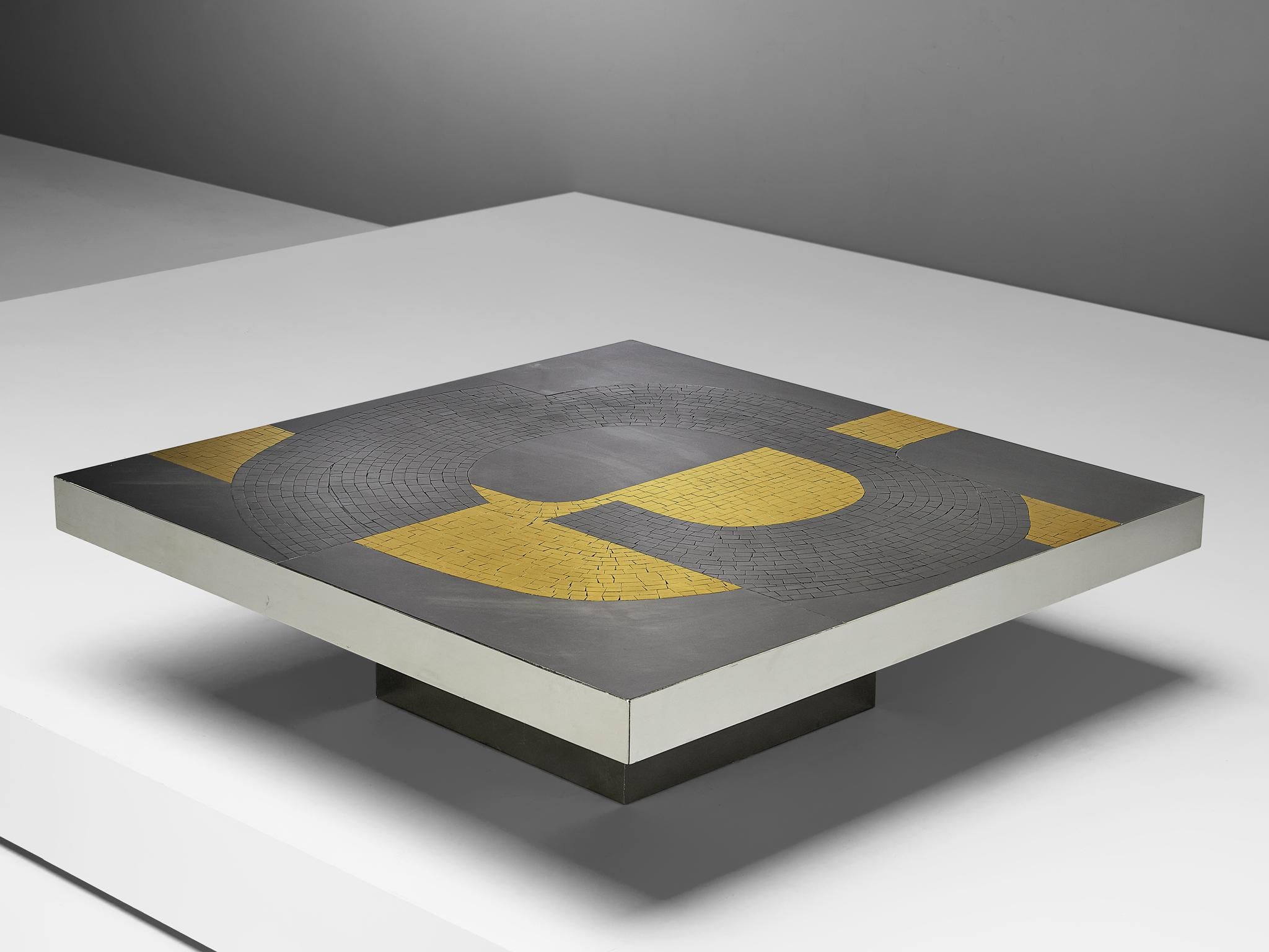 Jean Claude Dresse Coffee Table in Steel and Brass 2