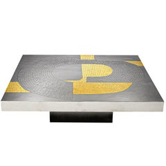 Jean Claude Dresse Coffee Table in Steel and Brass