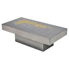 Jean Claude Dresse Coffee Table in Steel and Brass 