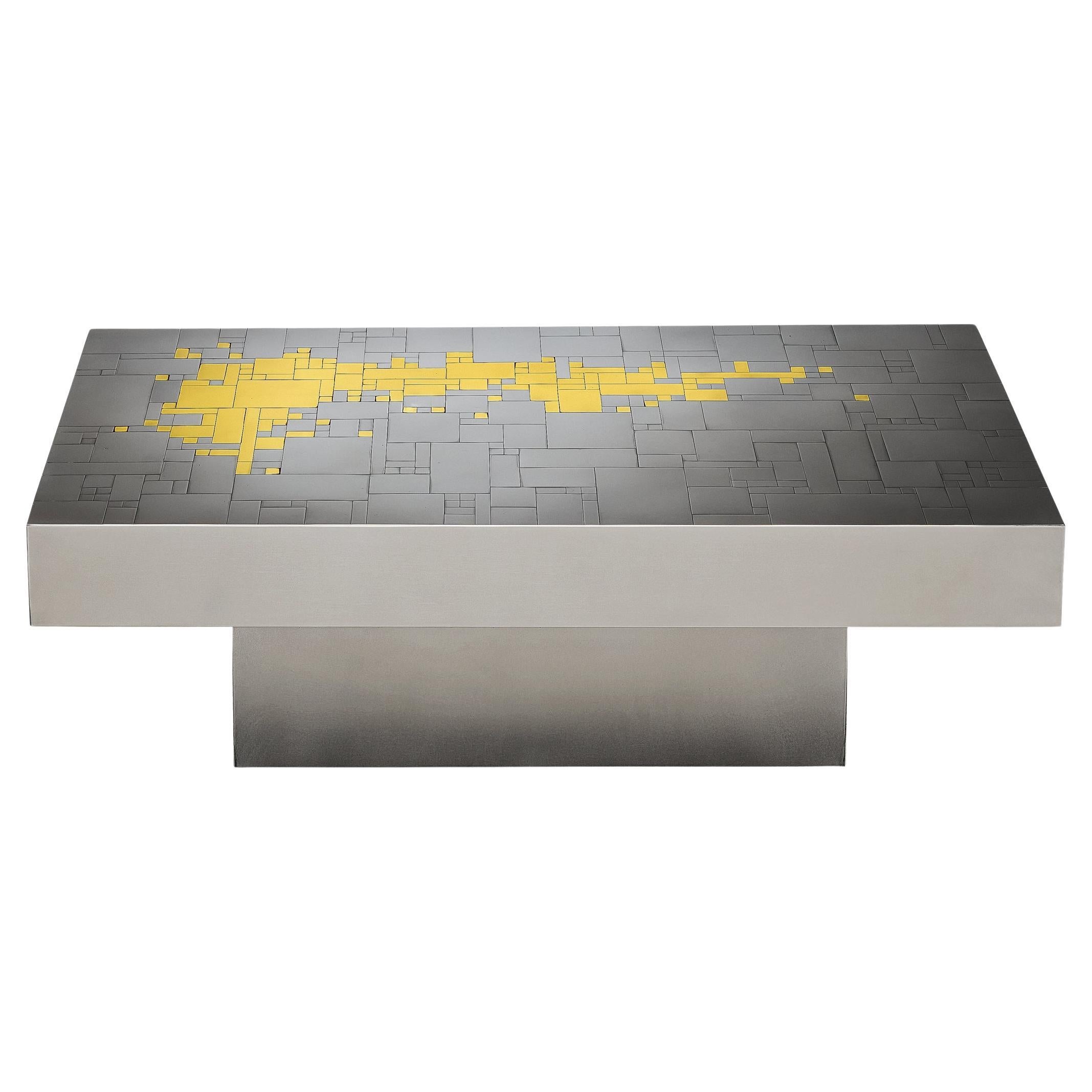 Table basse Jean Claude Dresse en acier et laiton