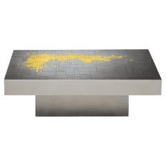 Table basse Jean Claude Dresse en acier et laiton