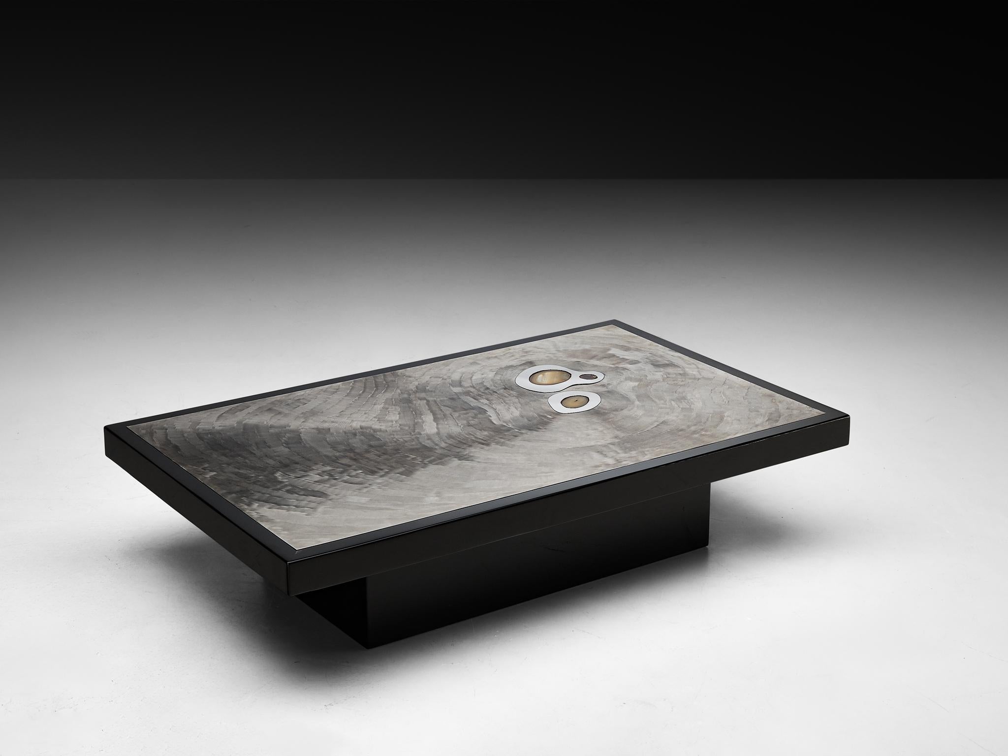 Jean Claude Dresse Coffee Table in Steel and Resin Inlayed with Agate For Sale 3