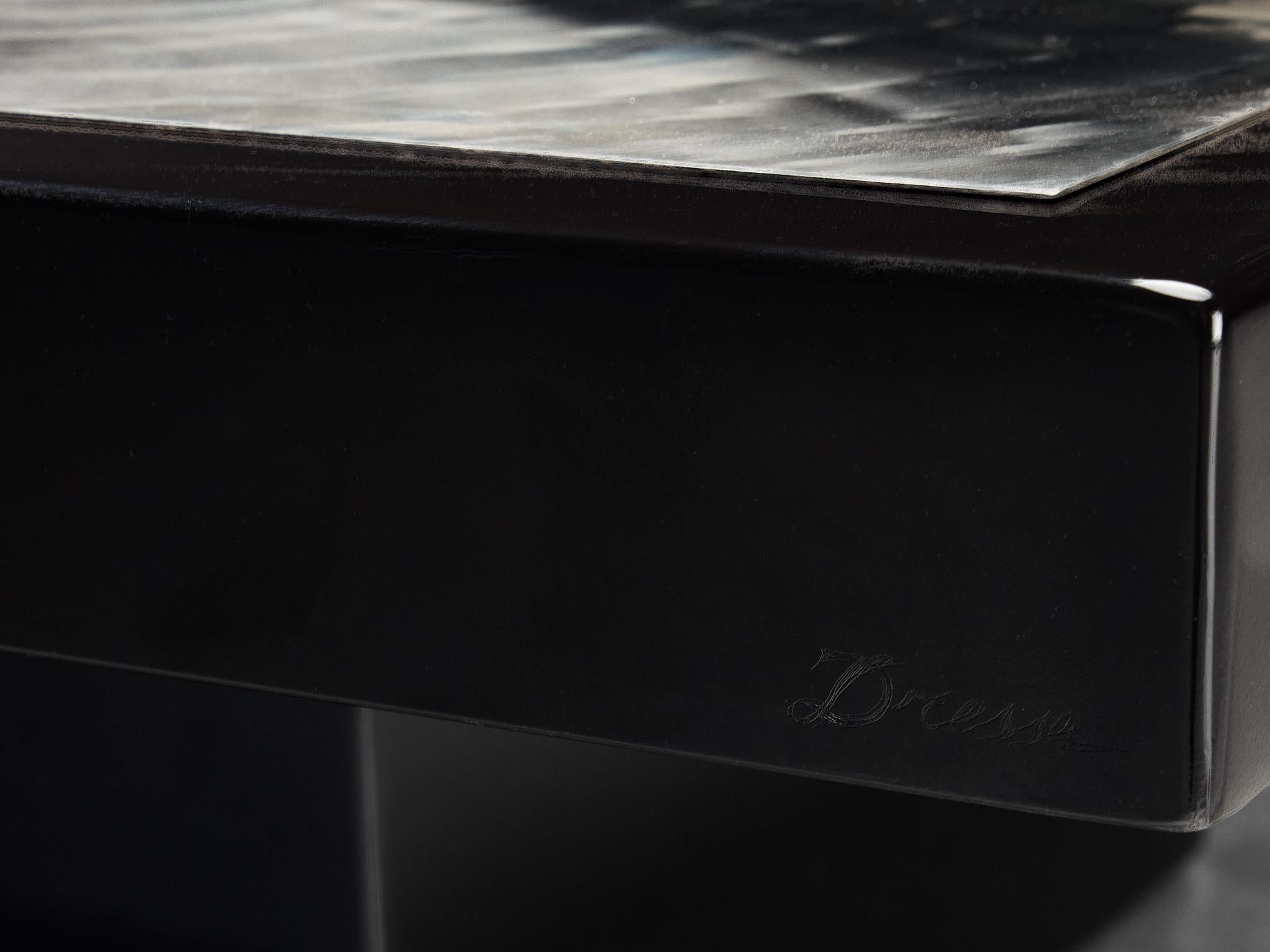Jean Claude Dresse Coffee Table in Steel and Resin Inlayed with Agate For Sale 4