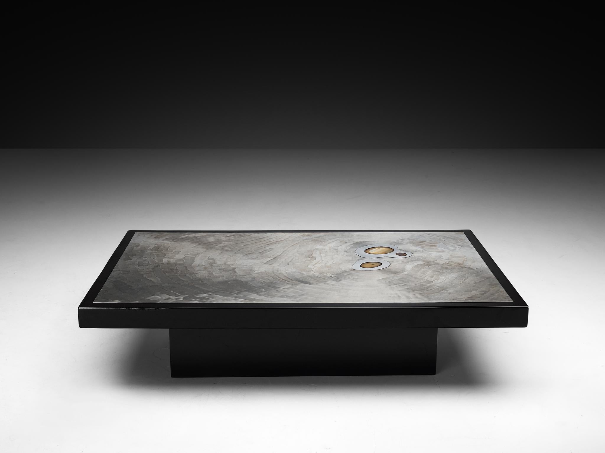 Jean Claude Dresse Coffee Table in Steel and Resin Inlayed with Agate In Good Condition For Sale In Waalwijk, NL