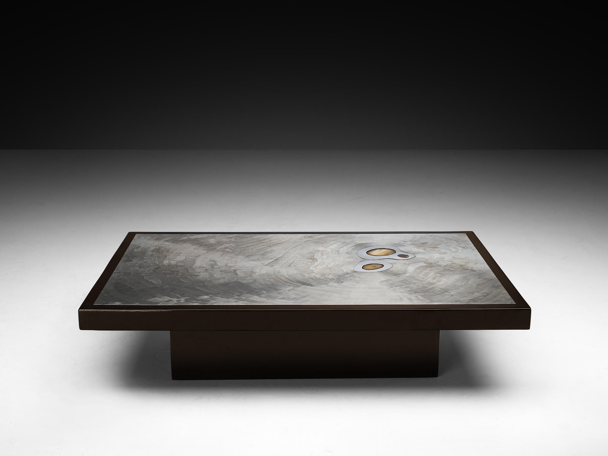 Table basse Jean Claude Dresse en acier et résine incrustée d'agate Bon état - En vente à Waalwijk, NL
