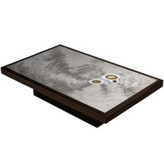 Jean Claude Dresse Coffee Table in Steel and Resin Inlayed with Agate
