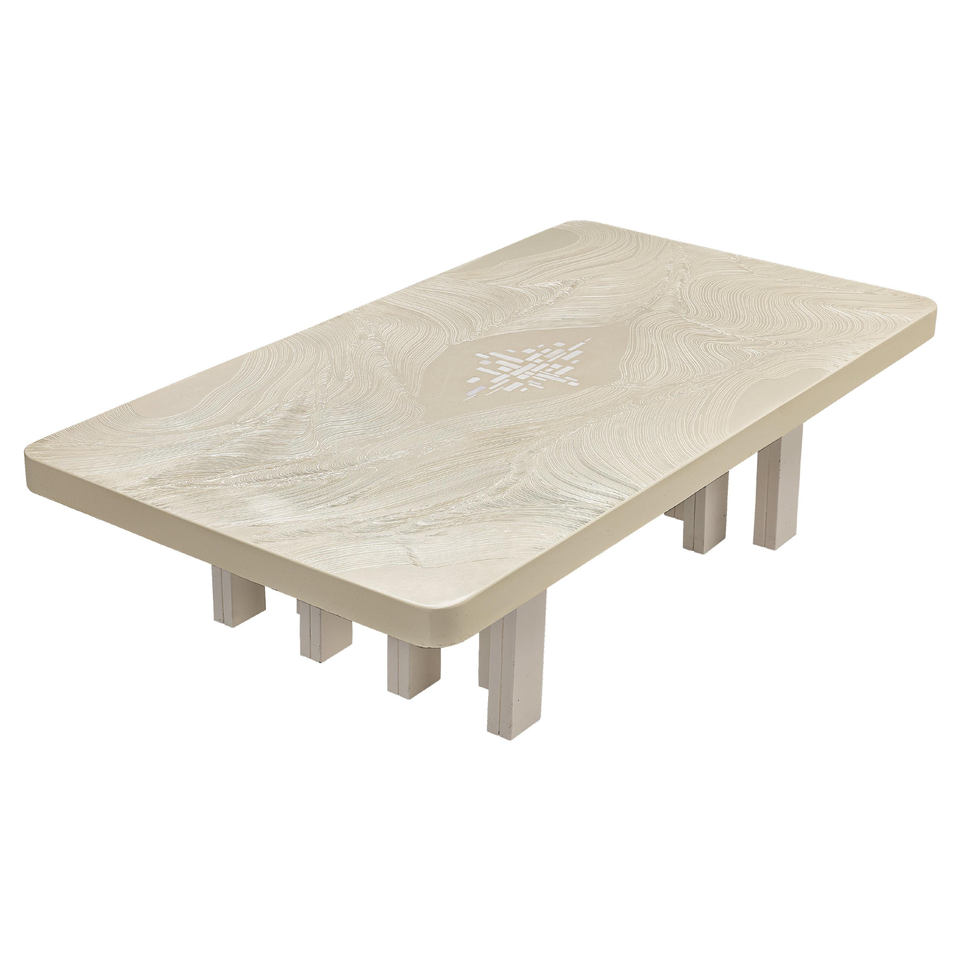 Jean Claude Dresse Coffee Table in White Resin