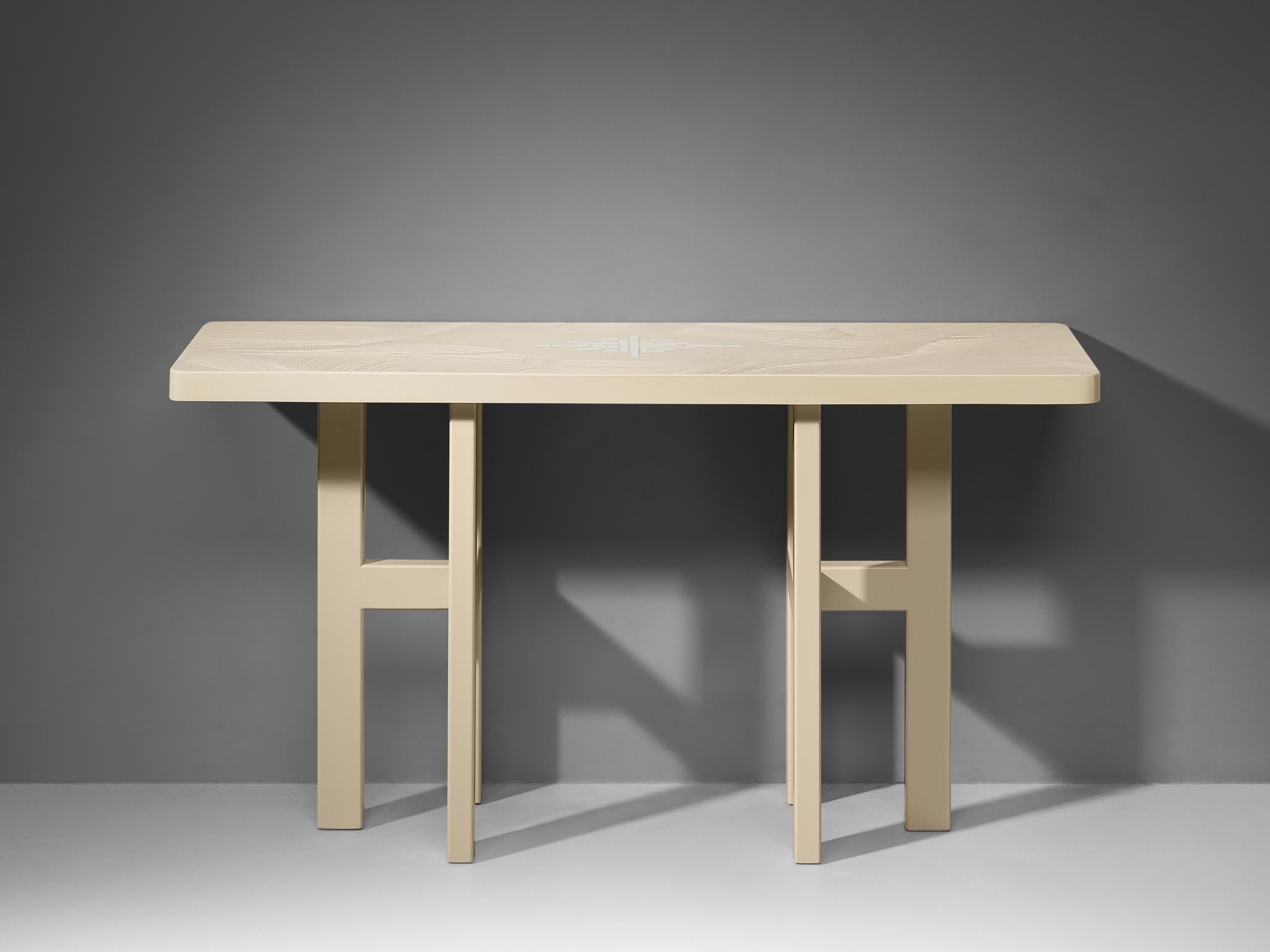 Belgian Jean Claude Dresse Console in Off-White Resin For Sale