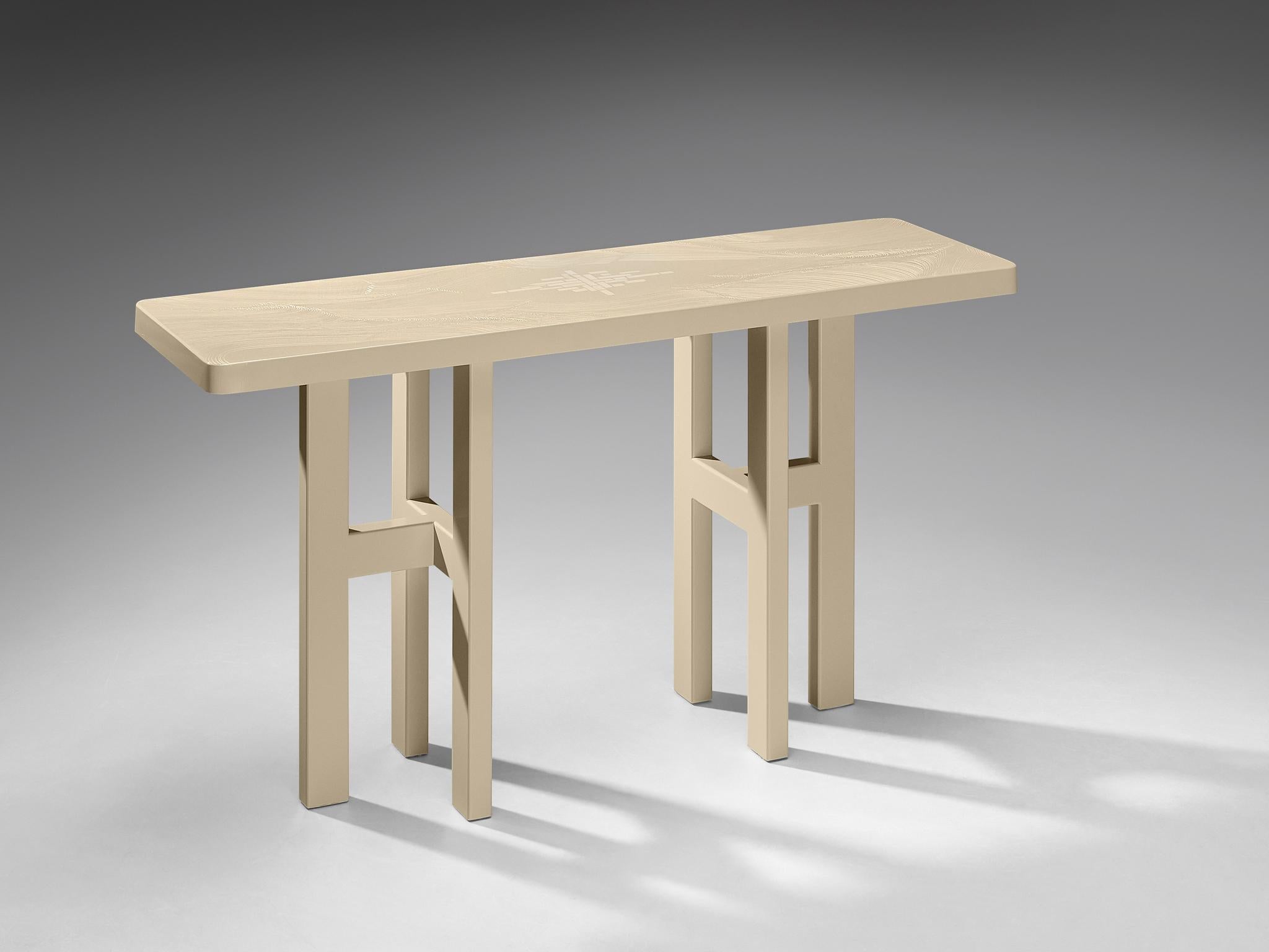 Steel Jean Claude Dresse Console in Off-White Resin For Sale