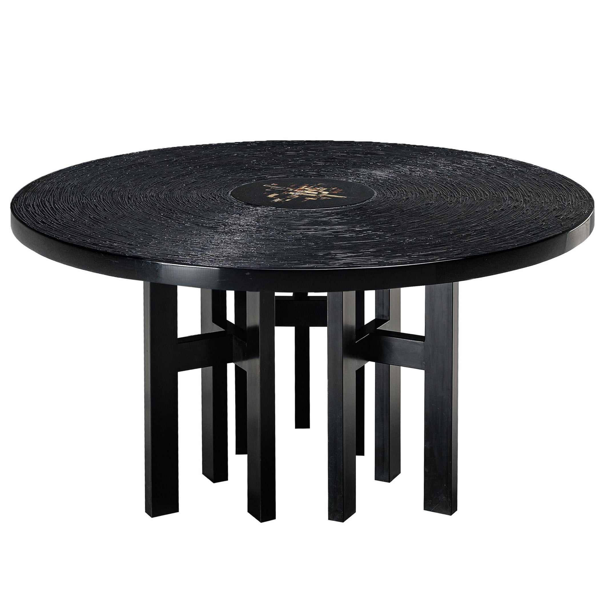 Jean Claude Dresse 'Crescendo' Dining or Center Table in Dark Resin For Sale