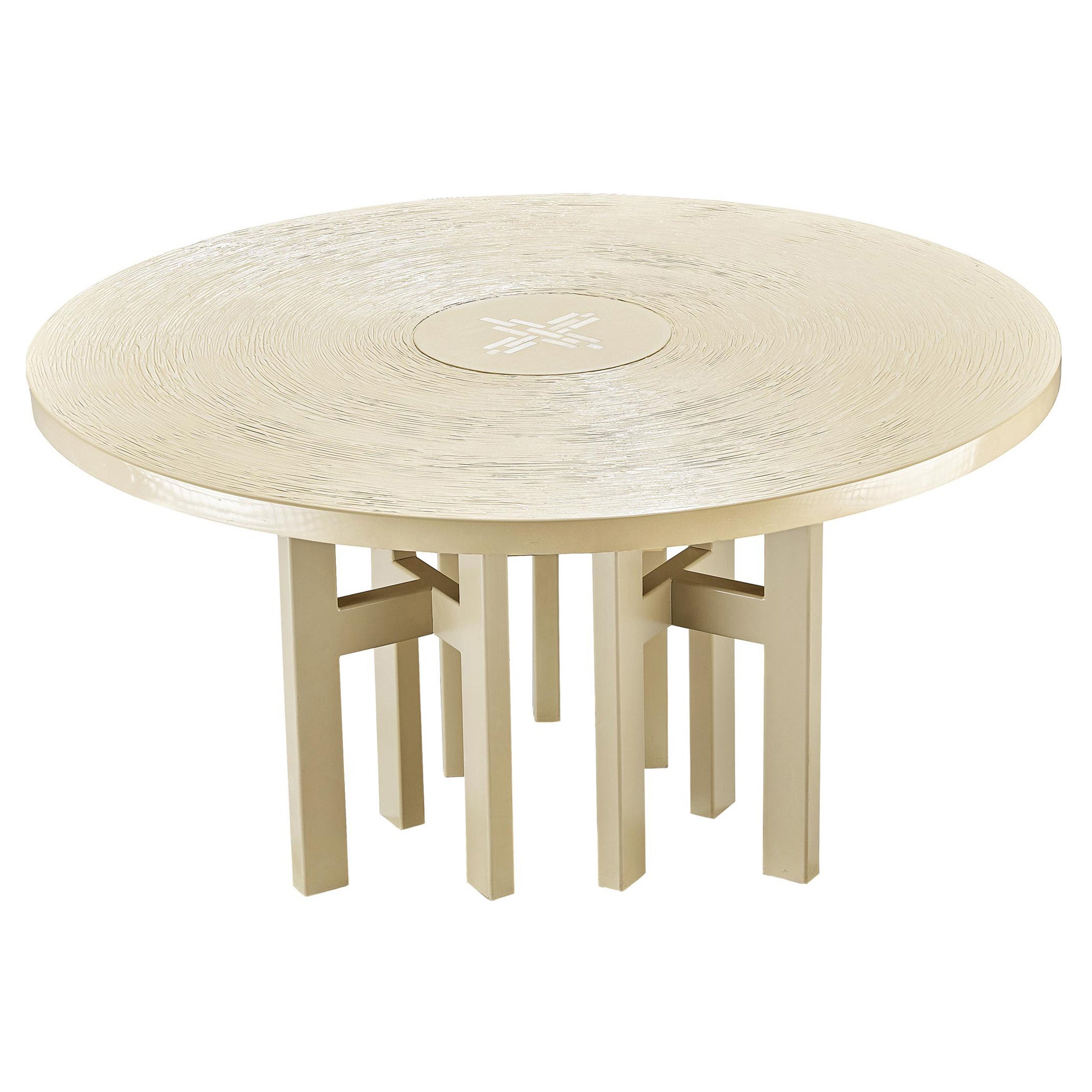 Jean Claude Dresse Dining or Center Table in Off-White Resin