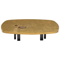 Jean Claude Dresse Luxurious Coffee Table in a Mosaic of Brass