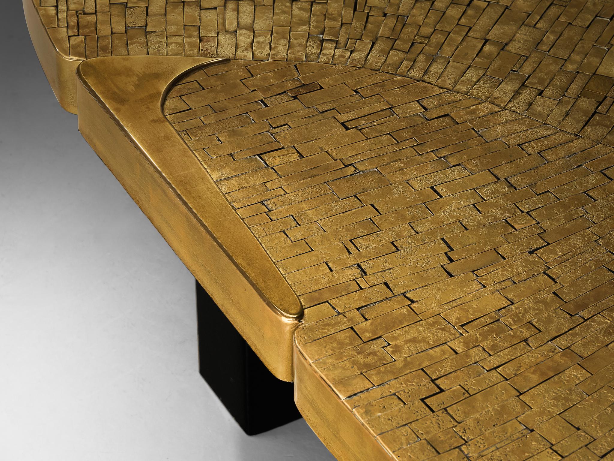 Jean Claude Dresse Mosaic Coffee Table in Brass and Agate 1