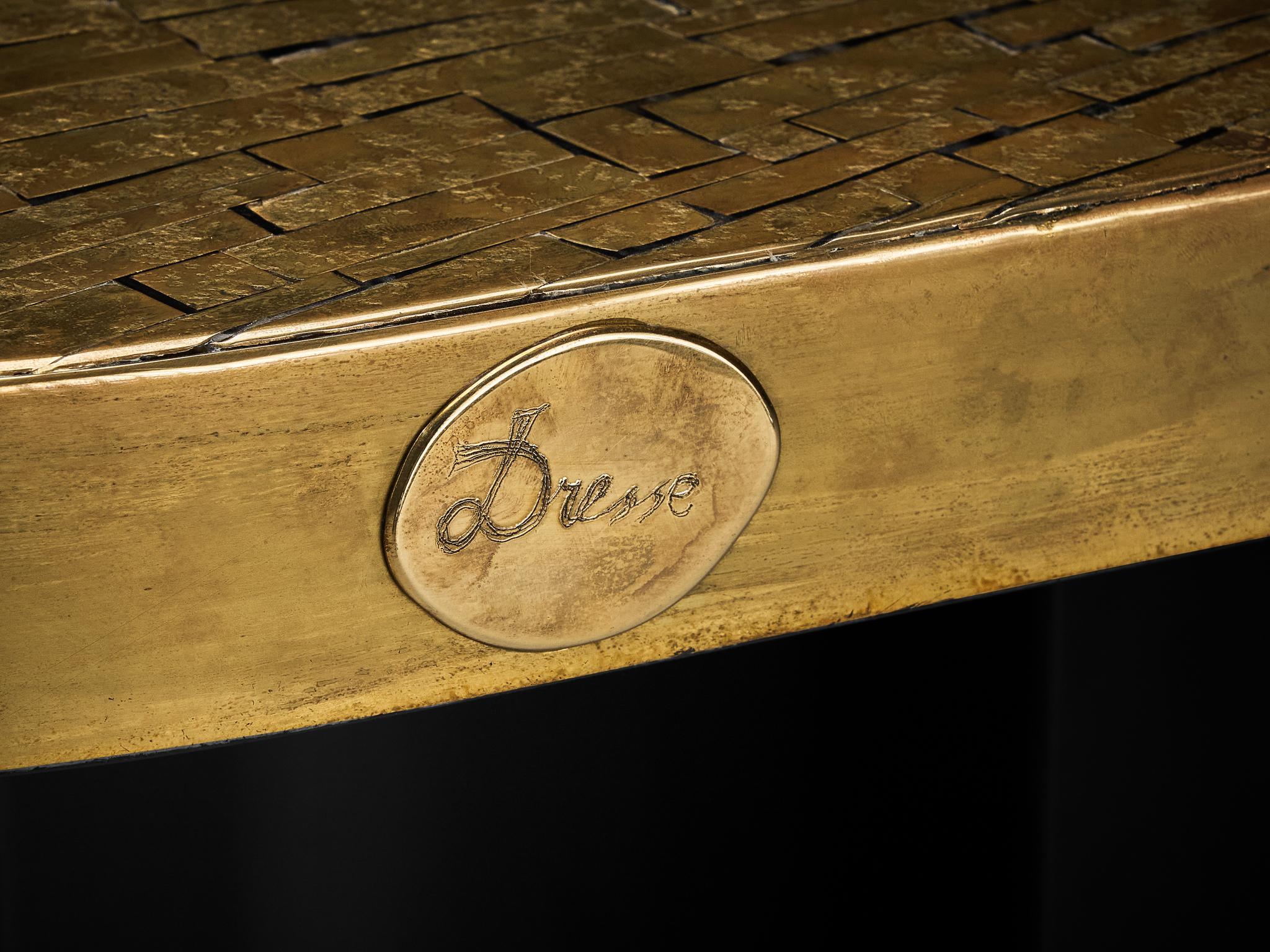 Jean Claude Dresse Mosaic Coffee Table in Brass and Agate 3