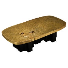 Jean Claude Dresse Mosaic Coffee Table in Brass and Agate