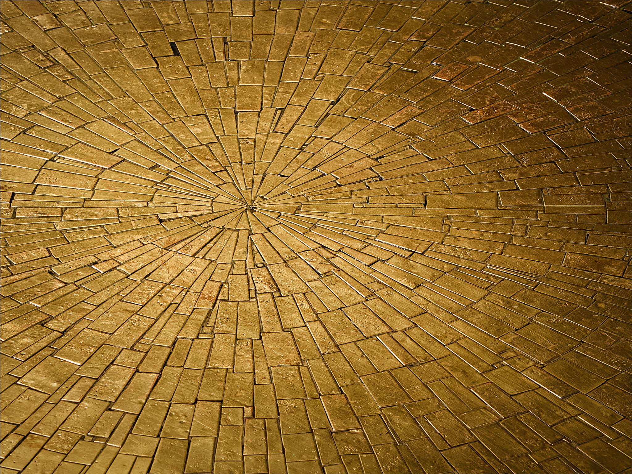 Belgian Jean Claude Dresse Mosaic Coffee Table in Brass For Sale