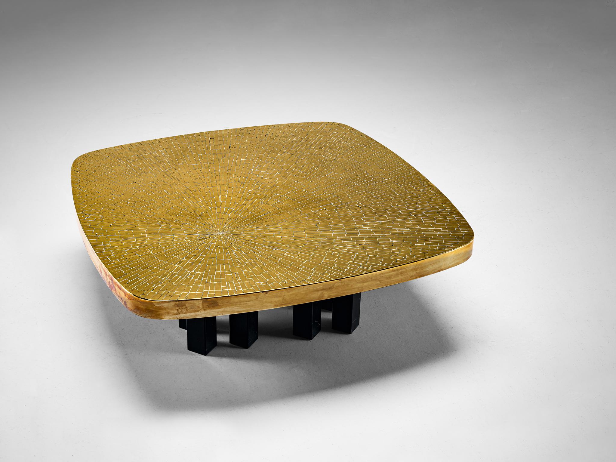 Jean Claude Dresse Mosaic Coffee Table in Brass 2