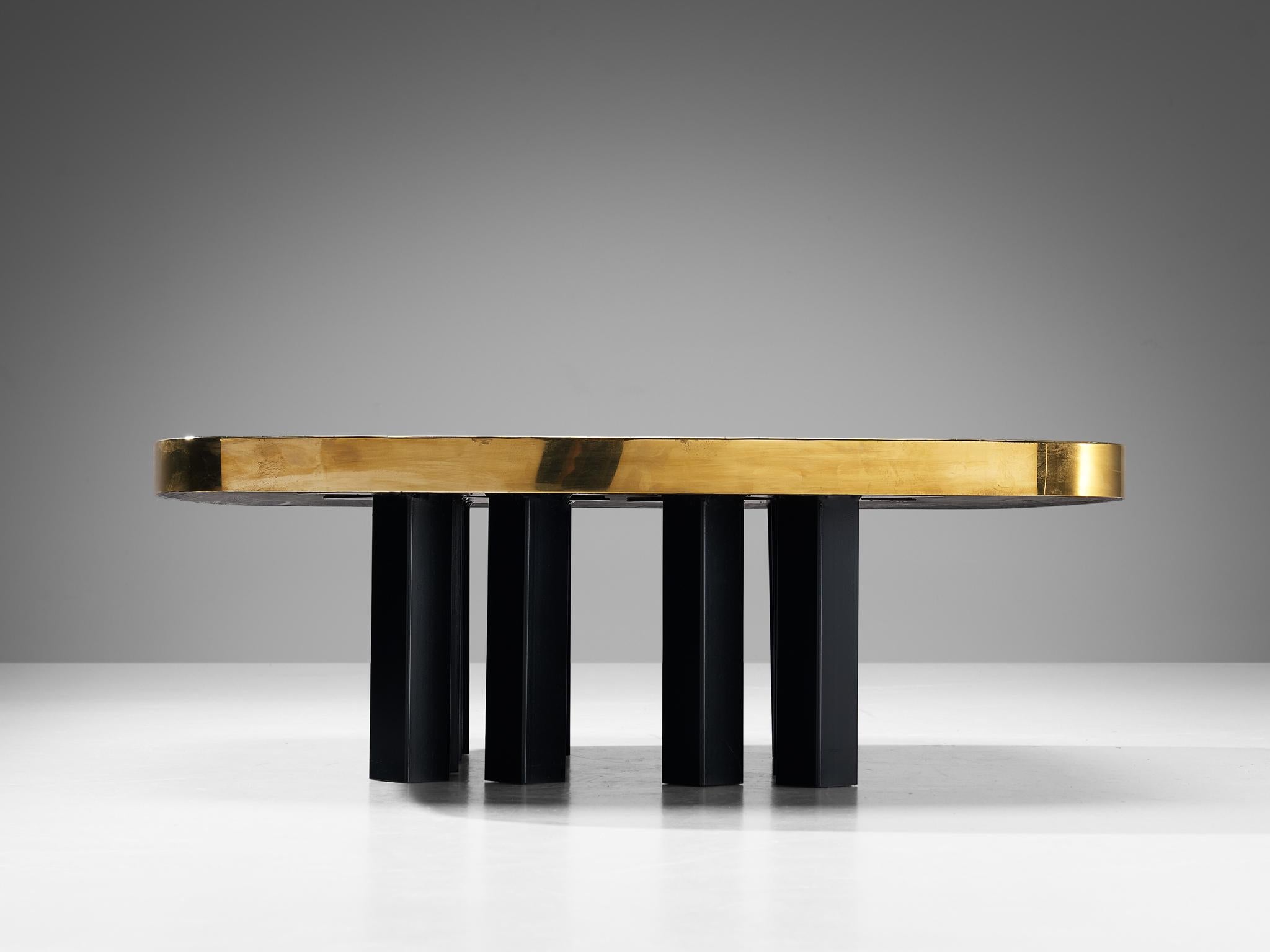 Jean Claude Dresse Mosaic Coffee Table in Brass  For Sale 3